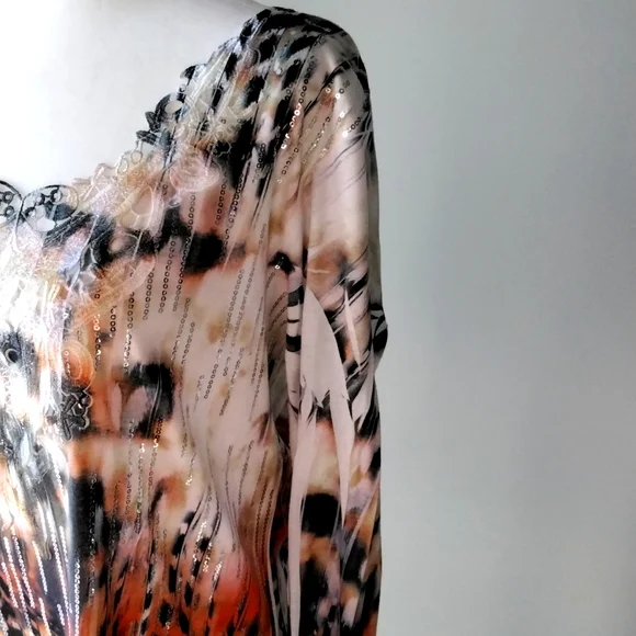 Multi-coloured sequined blouse, medium - Picture 4 of 9